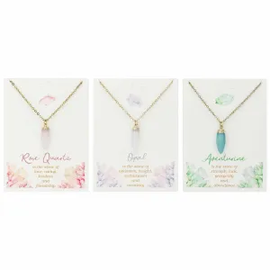 Zad Pastel Gemstone Pointed Drop Necklace